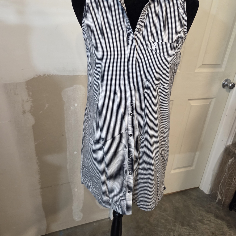 Abercrombie & Fitch Shirt Dress SMALL Mini Black White Checkered Sleeveless - Picture 5 of 12